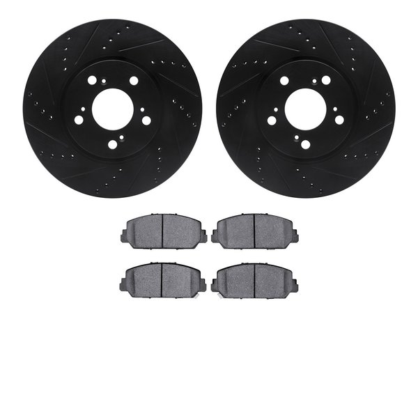 Dynamic Friction Co 8502-58029, Rotors-Drilled and Slotted-Black with 5000 Advanced Brake Pads, Zinc Coated 8502-58029